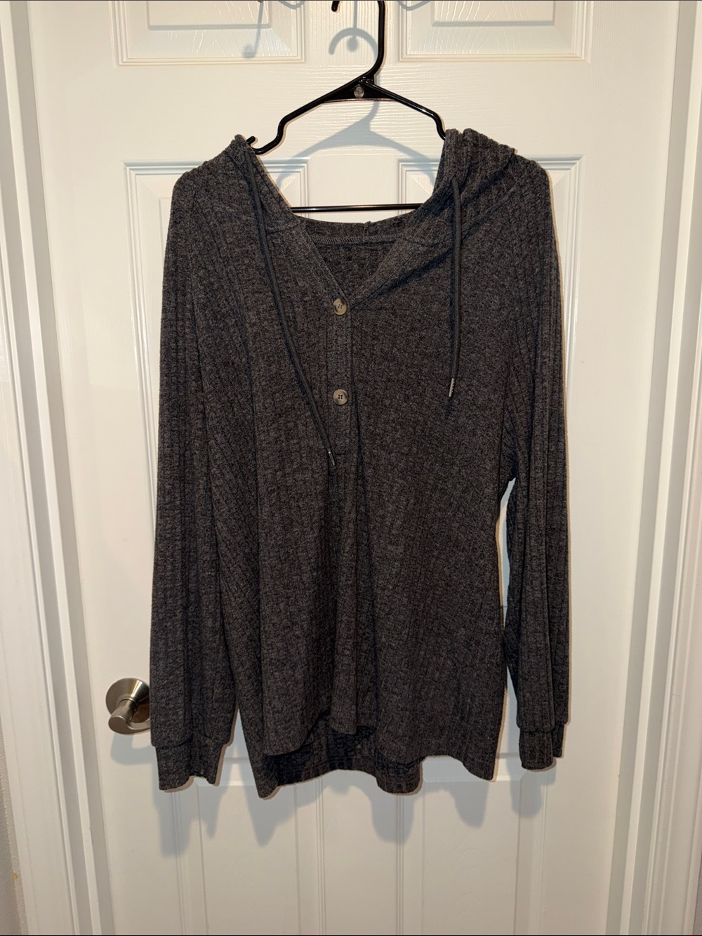 Charcoal Hooded Knit Sweater - Women